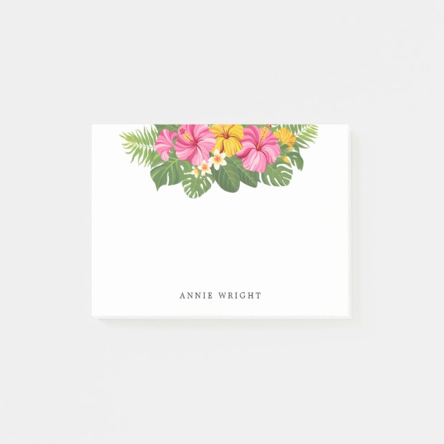 Tropisk Rosa Gult Hibiscus Flowers Post-it Block (Framsida)