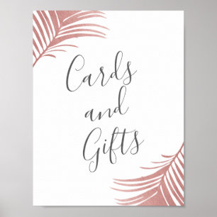 Tropisk Rosa Handflatan Lövs gifts- och kortskylt Poster