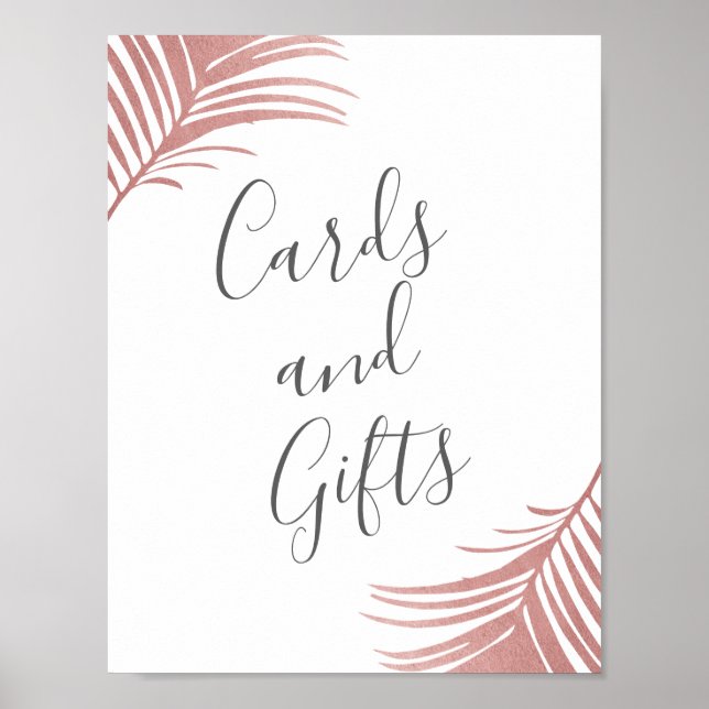 Tropisk Rosa Handflatan Lövs gifts- och kortskylt Poster (Framsidan)