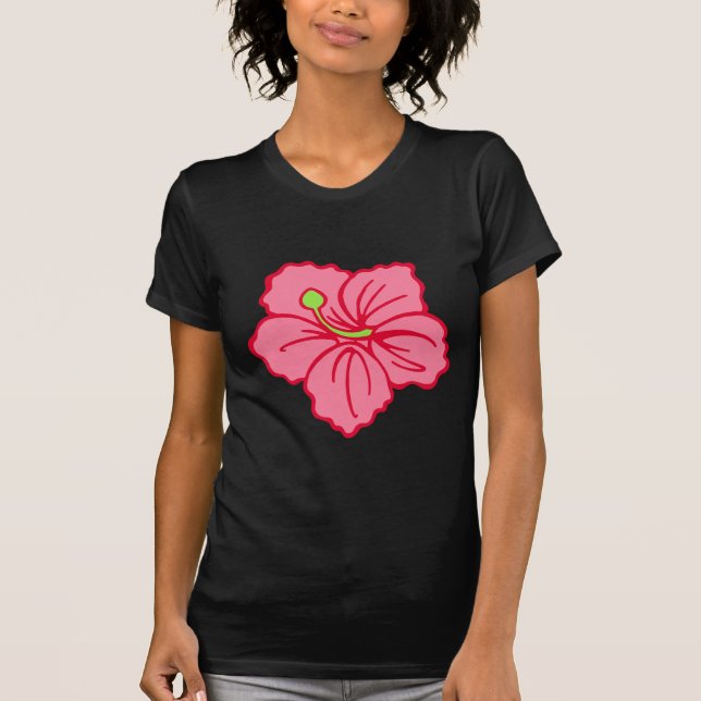 Tropisk rosa Hawaii hawaiianskt blomstert-shirt to Tee (Framsida)