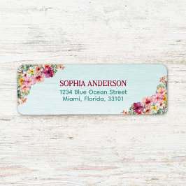 Tropisk Rosa Hibiscus Blommigt Returadress Returadress Etikett