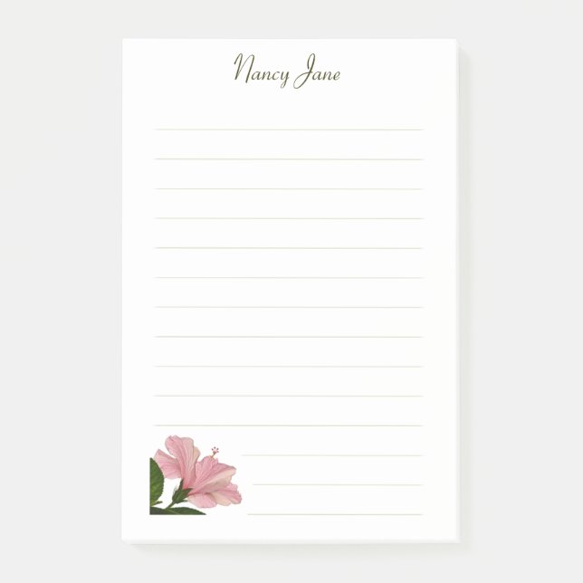 Tropisk Rosa Hibiscus Floral Fotografi Post-it Block (Framsida)