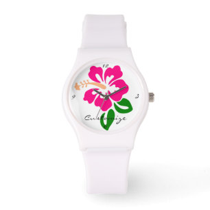 Tropisk Rosa Hibiscus Flower Thunder_Cove Armbandsur