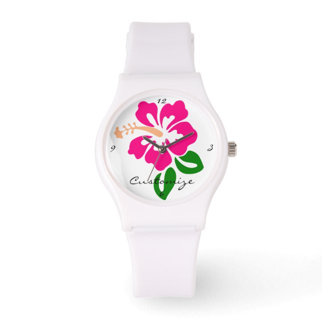 Tropisk Rosa Hibiscus Flower Thunder_Cove Armbandsur (Framsida)