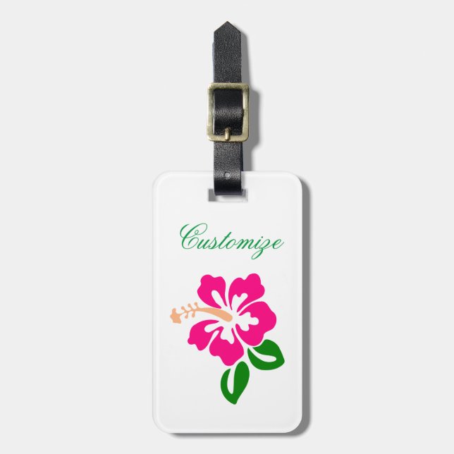 Tropisk Rosa Hibiscus Flower Thunder_Cove Bagagebricka (Vertikal Framsida)