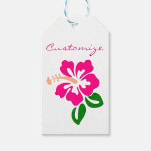 Tropisk Rosa Hibiscus Flower Thunder_Cove Presentetikett