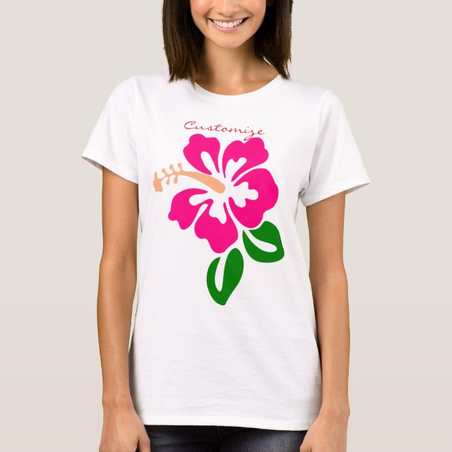 Tropisk Rosa Hibiscus Flower Thunder_Cove T Shirt (Framsida)