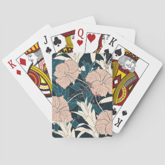 Tropisk rosa hibiscus, mörkens bakgrund casinokort