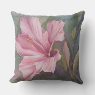 TROPISK ROSA HIBISCUS OUTDOOR PILLOW UTOMHUSKUDDE