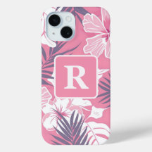 Tropisk rosa hibiscus personlig Monogram