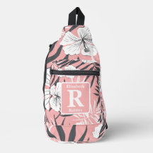 Tropisk rosa hibiscus personlig Monogram