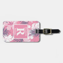 Tropisk rosa hibiscus personlig Monogram