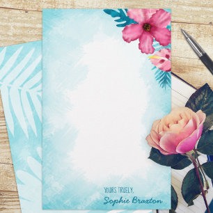 Tropisk Rosa Hibiscus Personlig Stationery