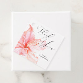 Tropisk Rosa Hibiscus Tack Gåvor Etiketter
