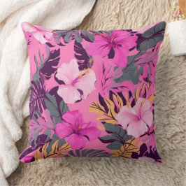 Tropisk Rosa Hibiscus - Utformning av läder och Bl Kudde