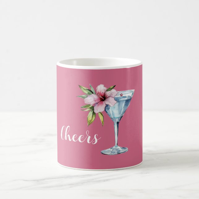 Tropisk Rosa Hibiskus Blomdrink Kaffemugg (Center)