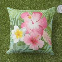 Tropisk Rosa Hibiskus Plumeria Palm
