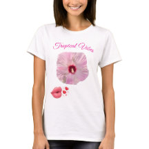 Tropisk Rosa Hibiskus T-Shirt
