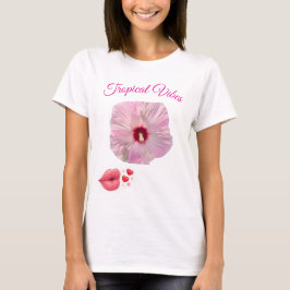 Tropisk Rosa Hibiskus T-Shirt