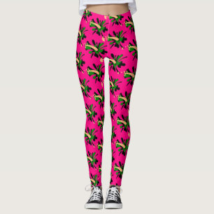 Tropisk rosa hibiskusblomma Thunder_Cove Leggings