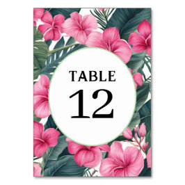 Tropisk Rosa Holiday Blommigtryckt Bröllop Bordsnummer