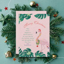 Tropisk Rosa Jul Flamingo Santa Hat Baubles