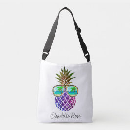 Tropisk rosa lila ananas axelväska