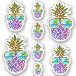 Tropisk rosa lila ananas klistermärken