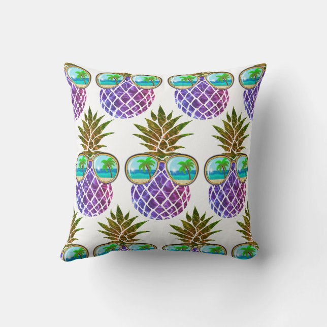 Tropisk rosa lila ananas kudde (Baksida)