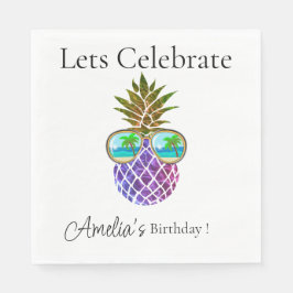 Tropisk rosa lila ananas pappersservett