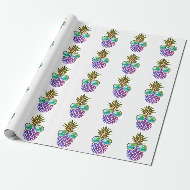 Tropisk rosa lila ananas presentpapper (Utrullad)