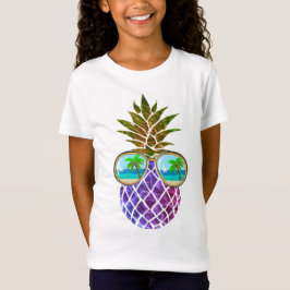 Tropisk rosa lila ananas t shirt