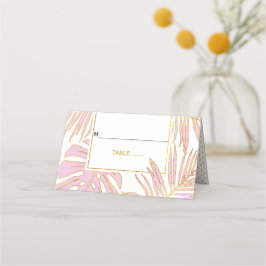 Tropisk rosa löv modern eskort i bröllop placeringskort