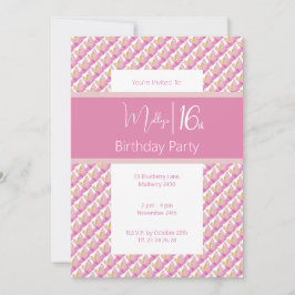 Tropisk Rosa Magnolia Sweet 16:e födelsedagen Inbjudningar