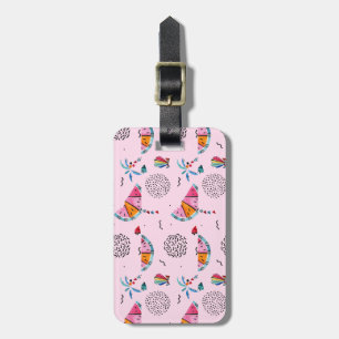 Tropisk Rosa Memphis Stil Mönster Bagagebricka