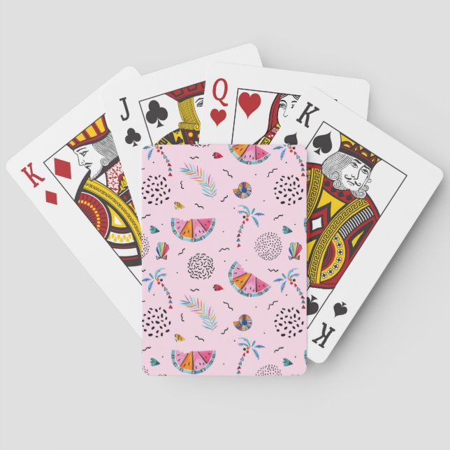 Tropisk Rosa Memphis Stil Mönster Casinokort (Baksidan)