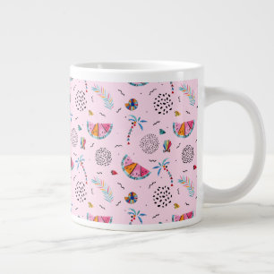 Tropisk Rosa Memphis Stil Mönster Jumbo Mugg