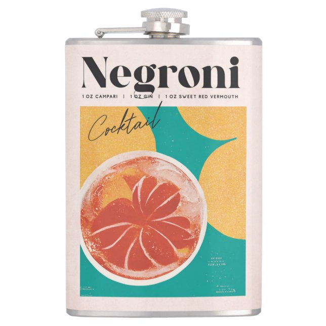 Tropisk Rosa Negroni Cocktail Retro Fickplunta (Framsidan)