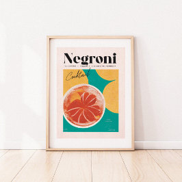 Tropisk Rosa Negroni Cocktail Retro Poster