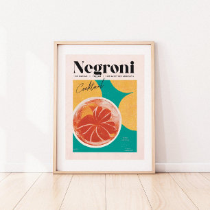 Tropisk Rosa Negroni Cocktail Retro Poster