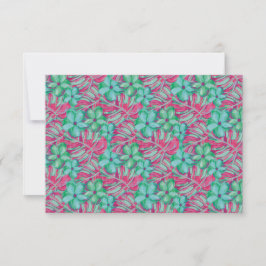Tropisk Rosa och Grönt Blommigt Bröllop OSA Kort