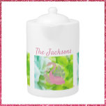 Tropisk Rosa och Grönt Flamingo och Handflatan<br><div class="desc">Gorgous Florida färg på abstraktens bakgrund med flamingo och handflatan. Blå,  grönt och laxens rosa färg. Lägg till ditt namn för att anpassa.</div>