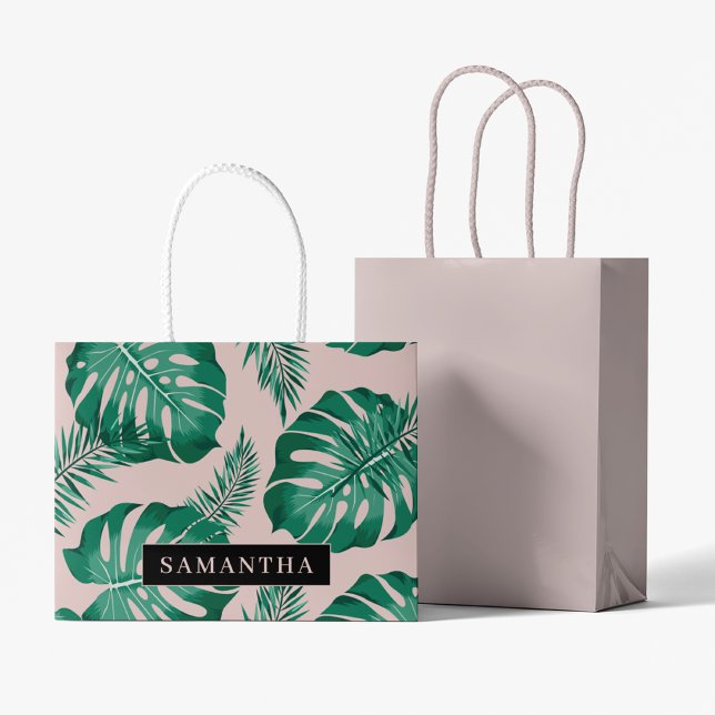 Tropisk Rosa och Grönt Handflatan Löven Mönster &  (Skapare uppladdad)