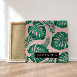 Tropisk Rosa och Grönt Handflatan Löven Mönster &  Canvastryck<br><div class="desc">Den tropiska Rosan och Grönten Handflatan Löv mönster är en levande och livlig utformning som inbegriper inslag av naturen och ett tropiskt estetiskt material. Mönster har en slående kontrast som skapar handflatan och ett övergripande utseende som fångar upp öga. På det hela taget är löv av den tropiska Rosan och...</div>
