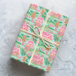 Tropisk Rosa och Grönt Julbrödrocka Town Presentpapper
