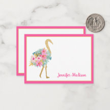 Tropisk Rosa och Guld Flamingos med blommor