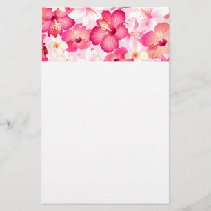 Tropisk rosa och vita blommor brevpapper