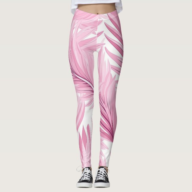 Tropisk Rosa och vita spritdrycker Leggings (Framsida)