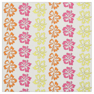 Tropisk Rosa Orange Hawaiian Hibiscus Flowers Tyg
