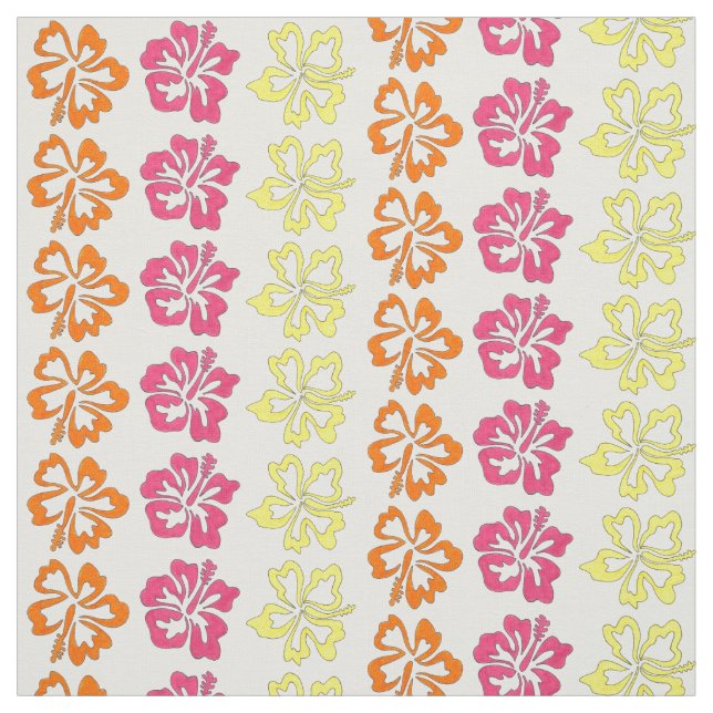 Tropisk Rosa Orange Hawaiian Hibiscus Flowers Tyg (Provkarta)